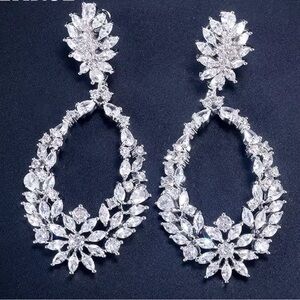Elegant Silver Crystal Drop Earrings